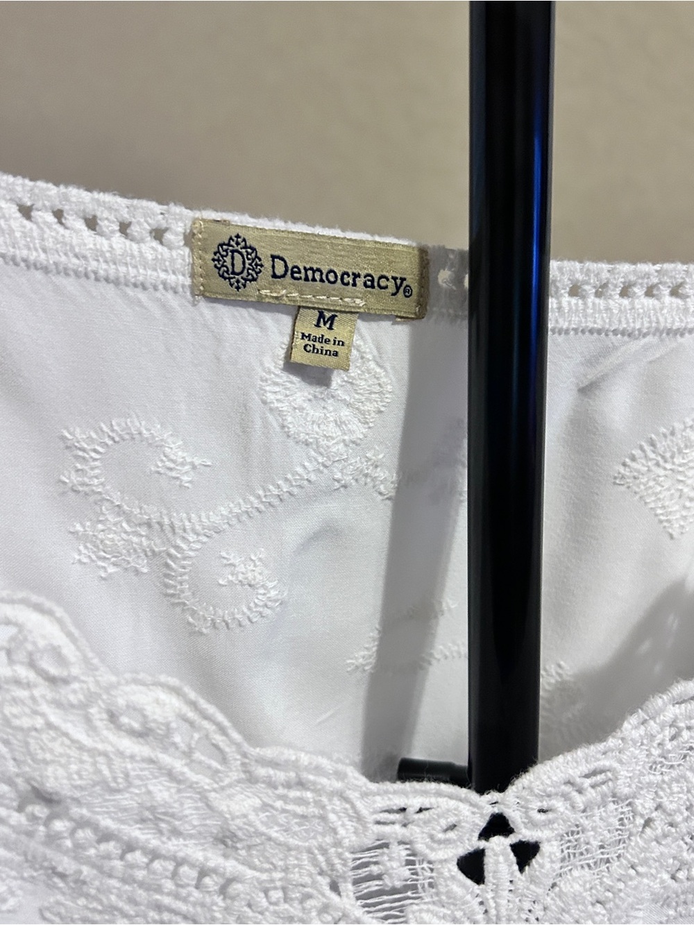 Democracy Boho White Embroidered Square-Neck Top - Picture 6 of 8